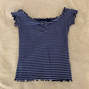 Cap sleeve striped shirt
